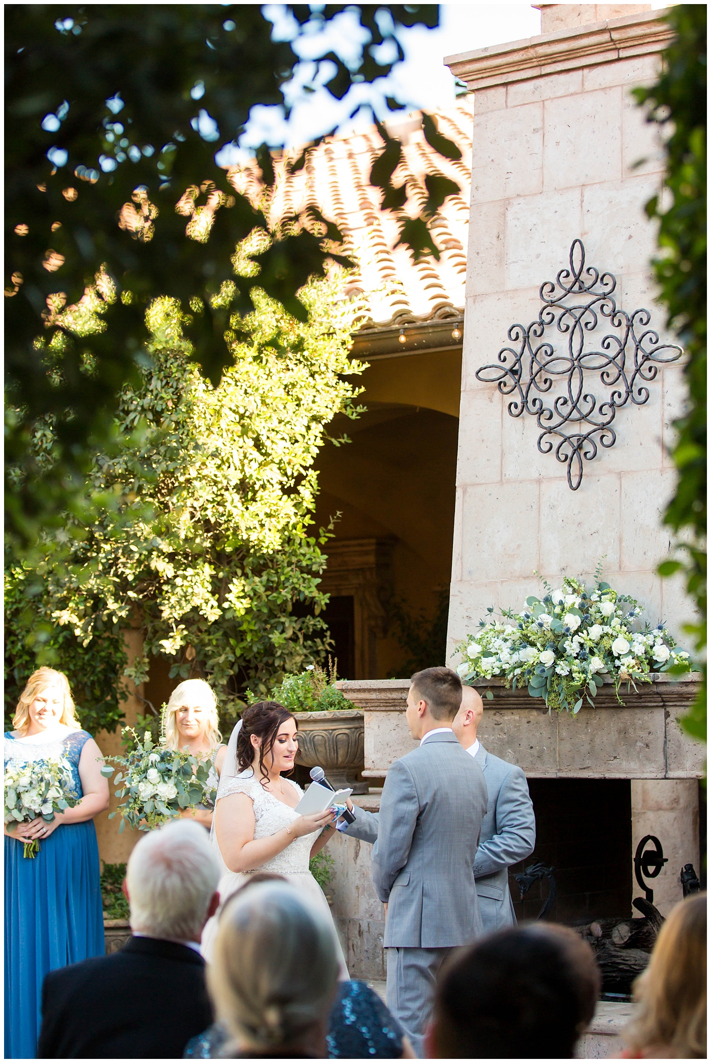 wedding ceremony in tuscan courtyard