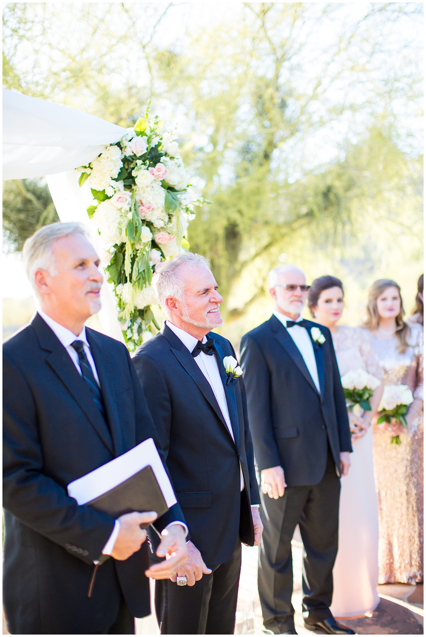 groom seeing his bride walk down the aisle