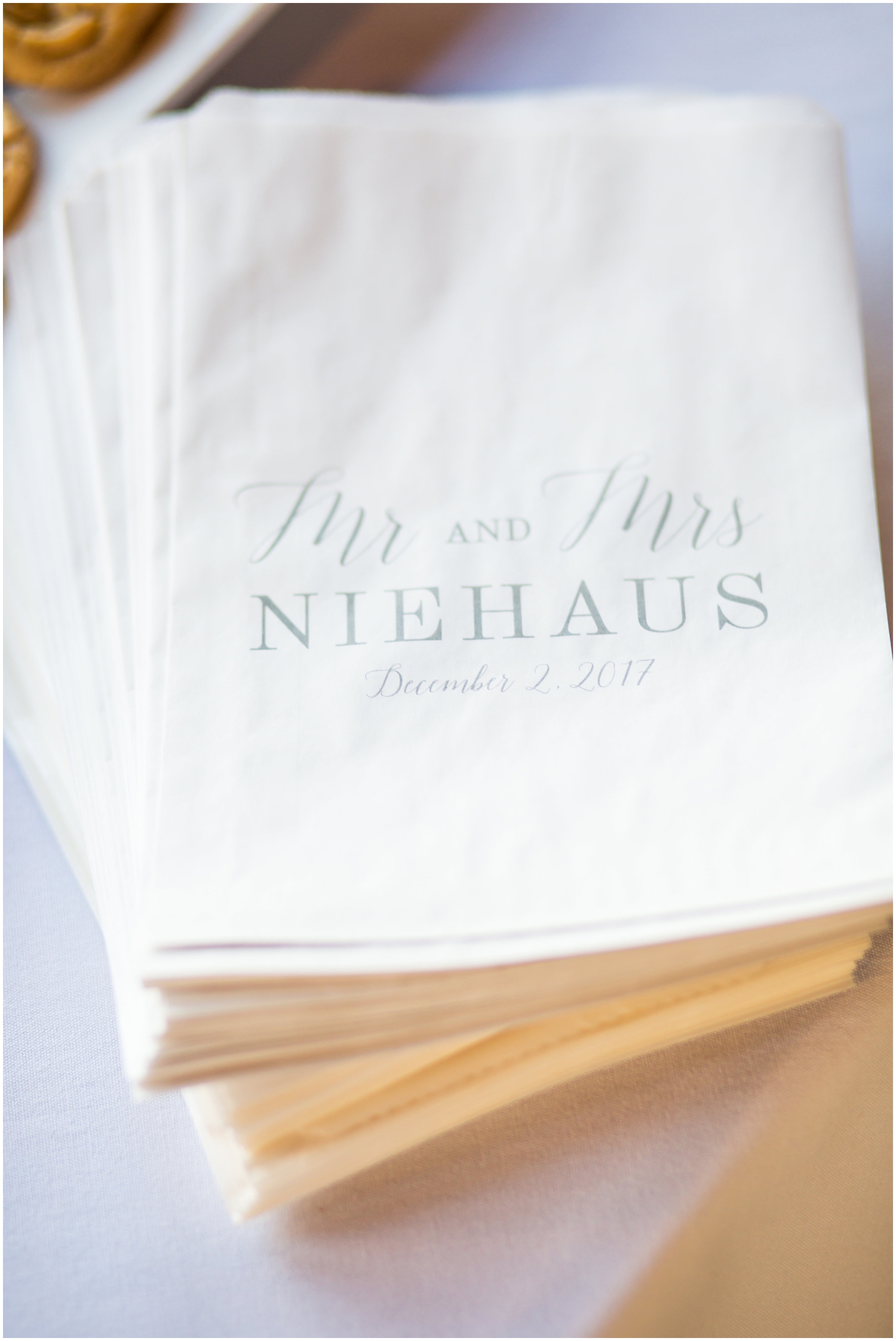 custom napkins for wedding day reception