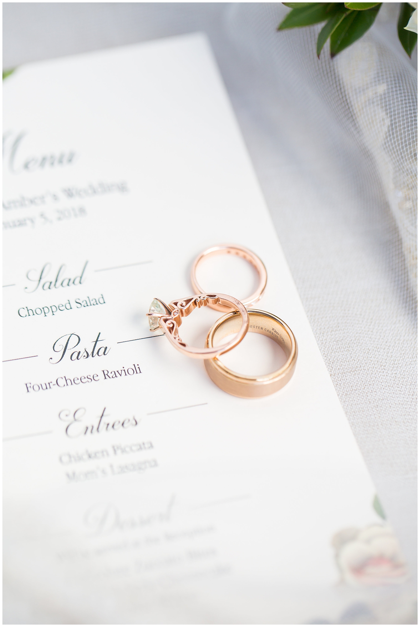 rose gold wedding ring and bands