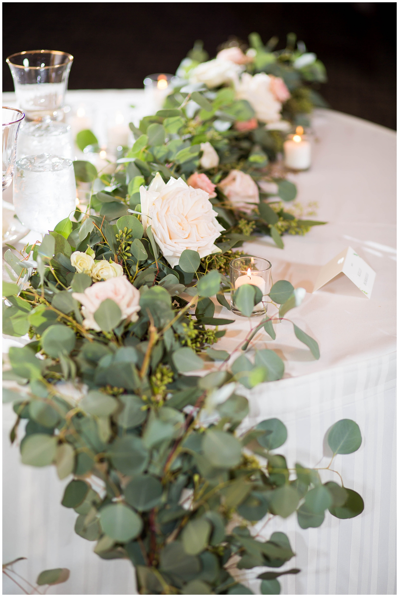 greenery on tables for wedding reception