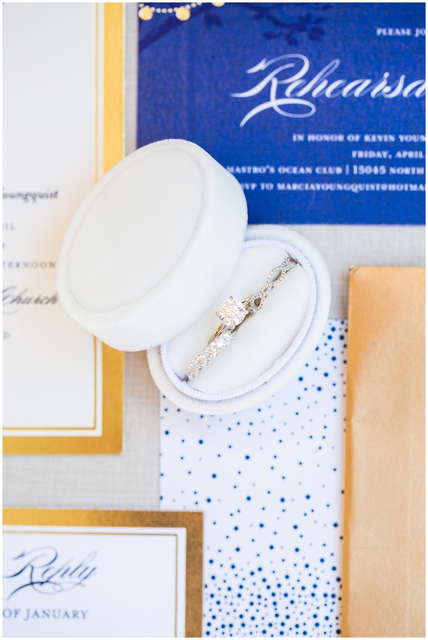 wedding ring in white mrs box detail shot