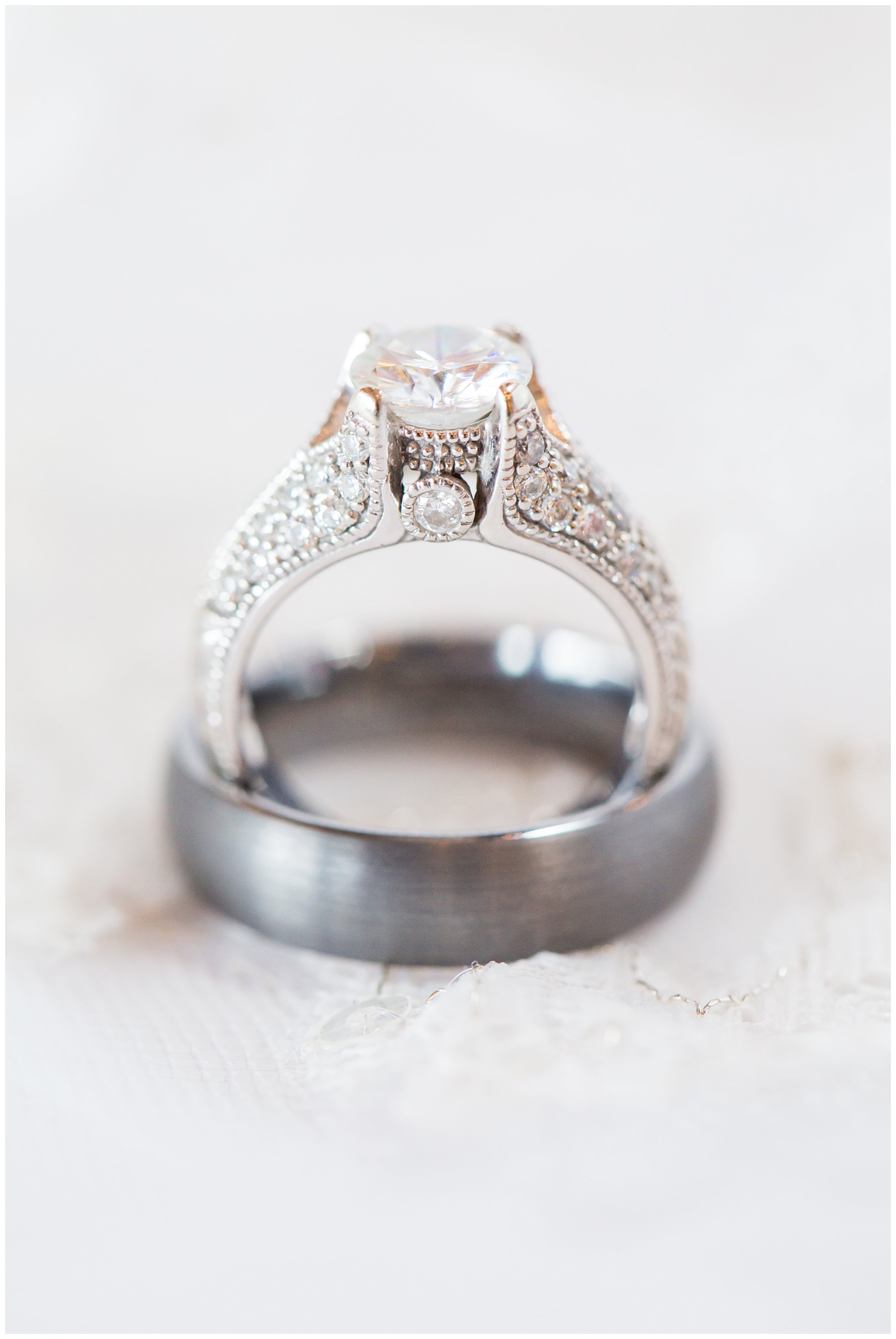 diamond wedding ring detail in white mrs box