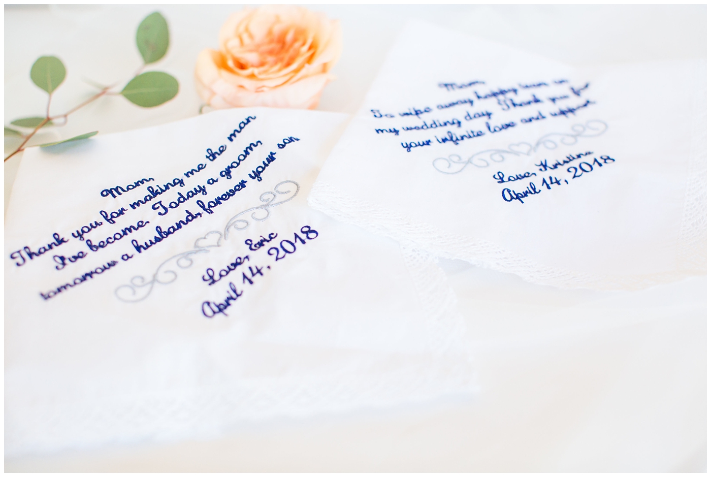 custom wedding handkerchief for parents on wedding day