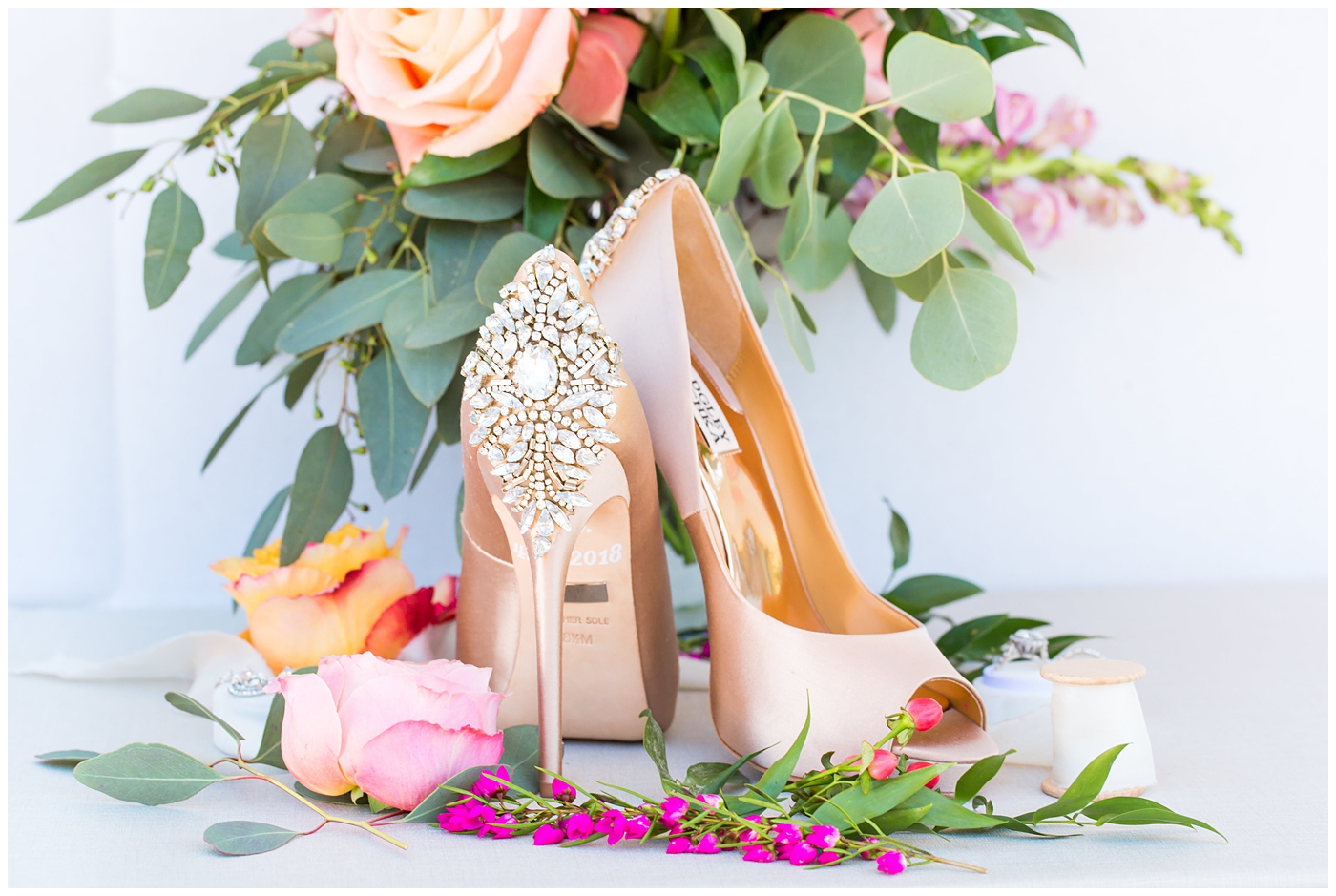 badgley mischka wedding shoes with jewels on the back