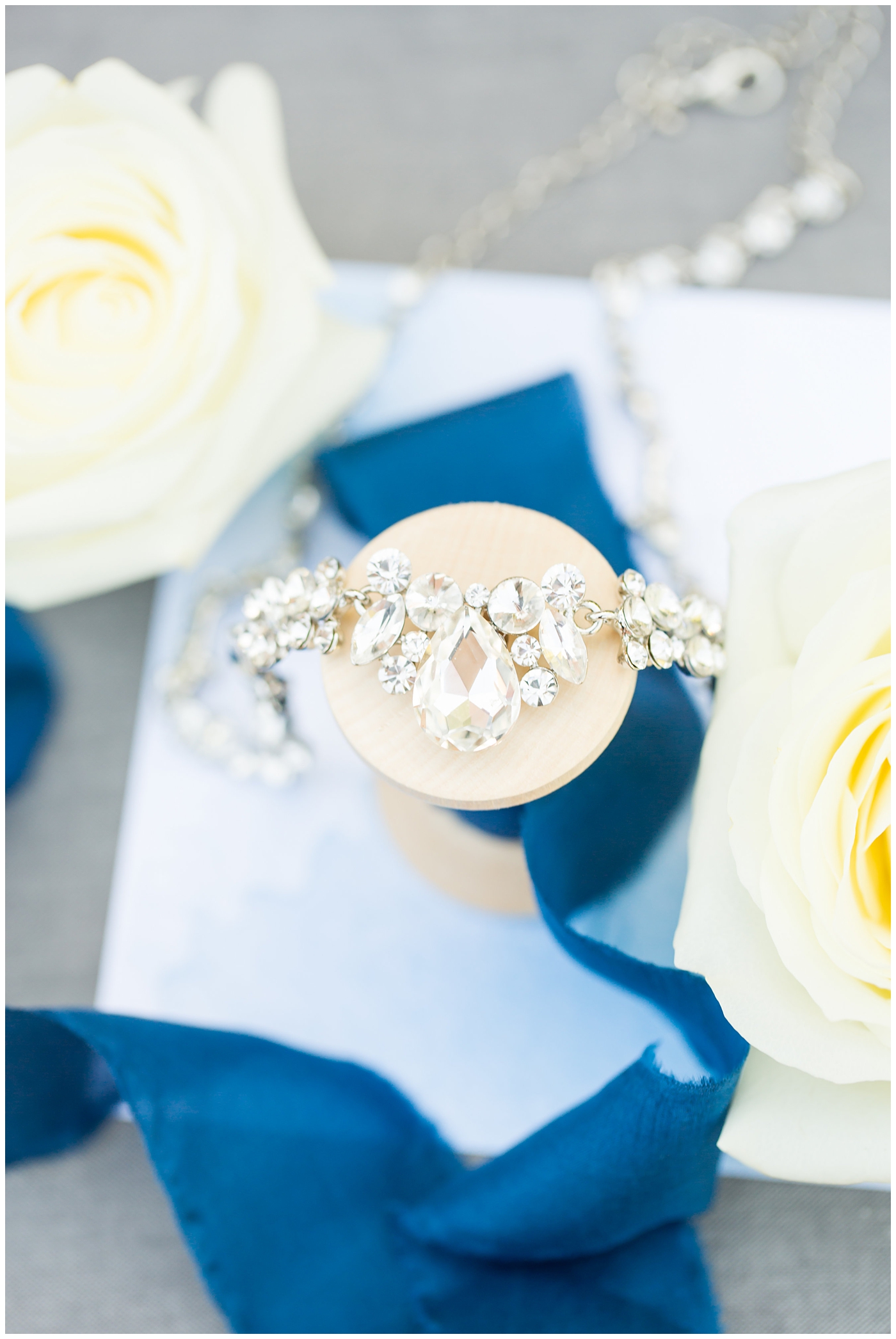 diamond necklace wedding day jewelry detail shot