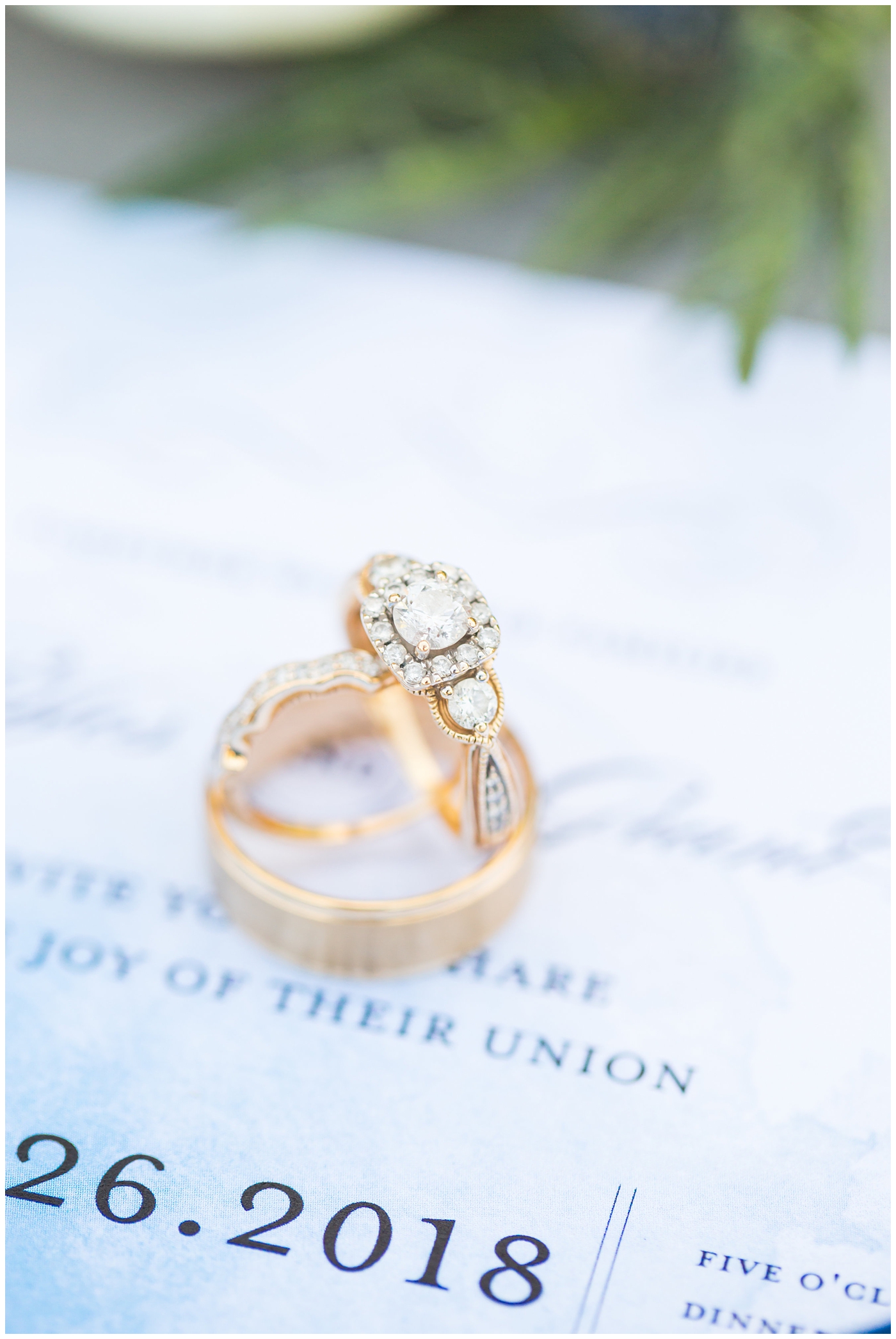 gold wedding band rings detail shot