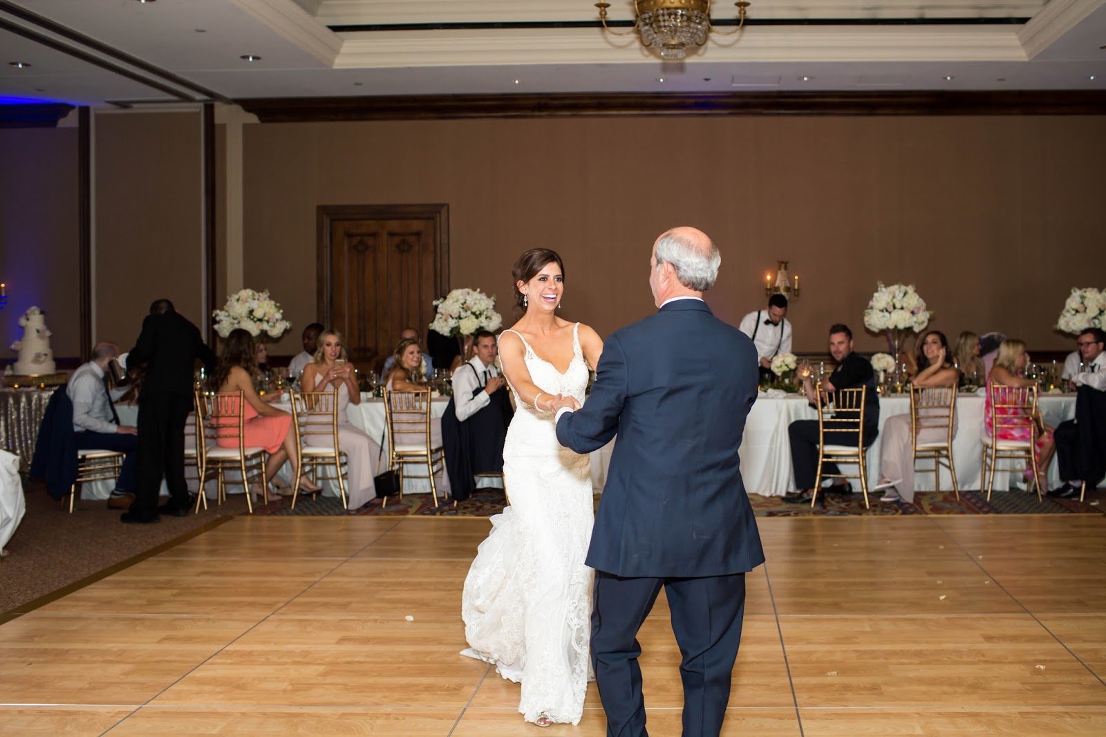 Father and daughter first dance at ballroom reception at Omni Montelucia