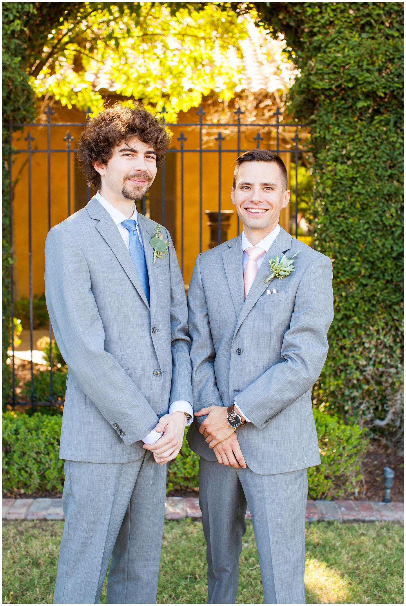 Groom with Best man in gray suits