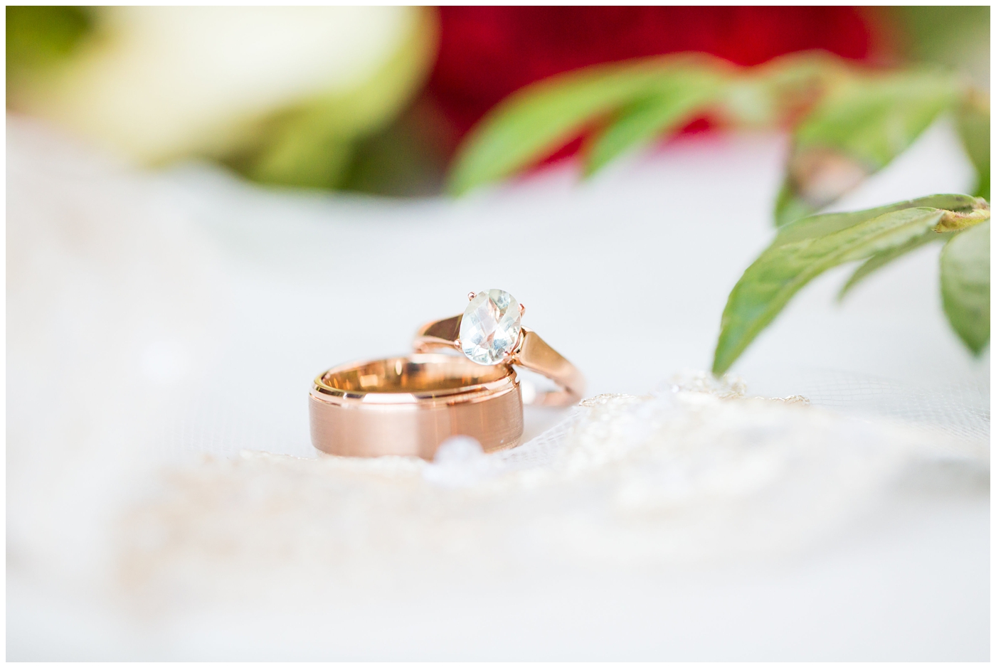 rose gold wedding ring and bands