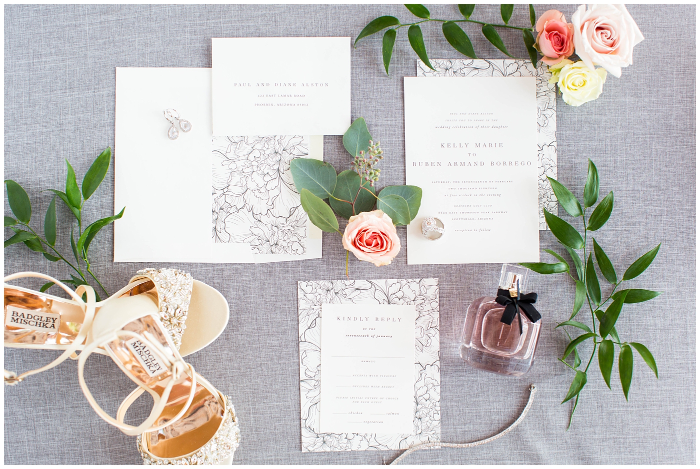 elegant invitation suite with details navy and white