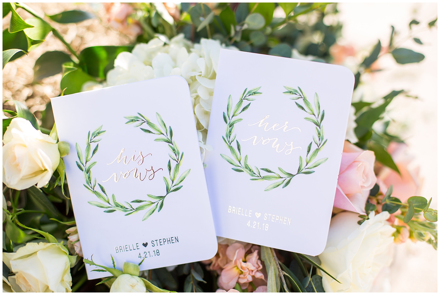 custom his and her wedding day vow booklets for wedding ceremony detail